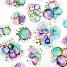 Rainbow Metallic Gold Splatter Bubble Stickers Junk Journal Collage Scrapbooking