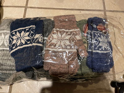New Gear, Winter Wear, 3 Unisex Mittens Double Layer, Multicolor, Color May Vary