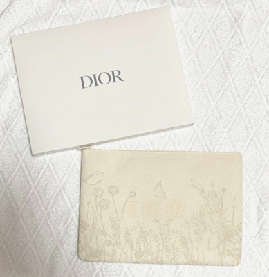 2024 Christian Dior Flower White Pouch Makeup Bag Cosmetic