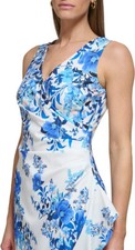 Eliza J Women's Midi Style Printed Knit Sleeveless Vneck Floral Dress 14W