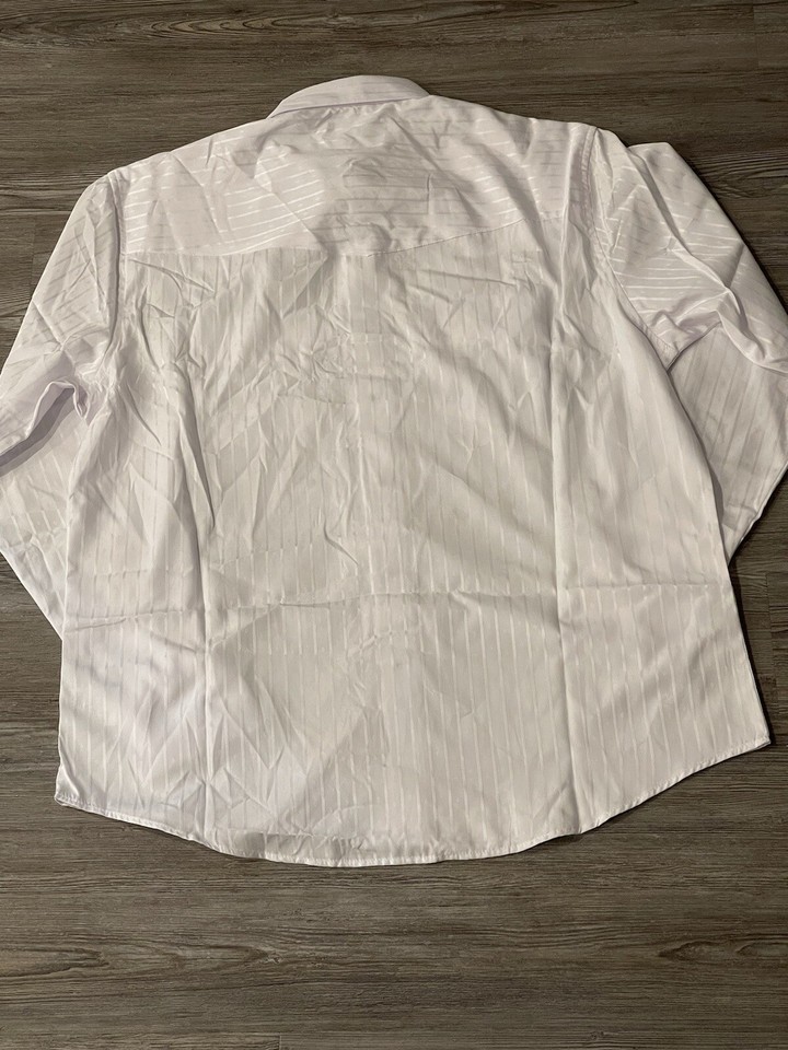 Wrangler Pearl Snap Men’s Sz XL White Striped Western Cowboy Long