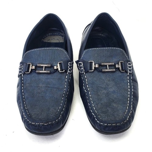 Blue Driving Shoes Loafers Horse Bit 