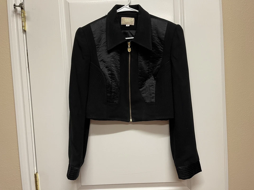 Chaqueta corta negra Alberto Makali para mujer talla 10 cremallera frontal EE. UU. Foto 2 de 4