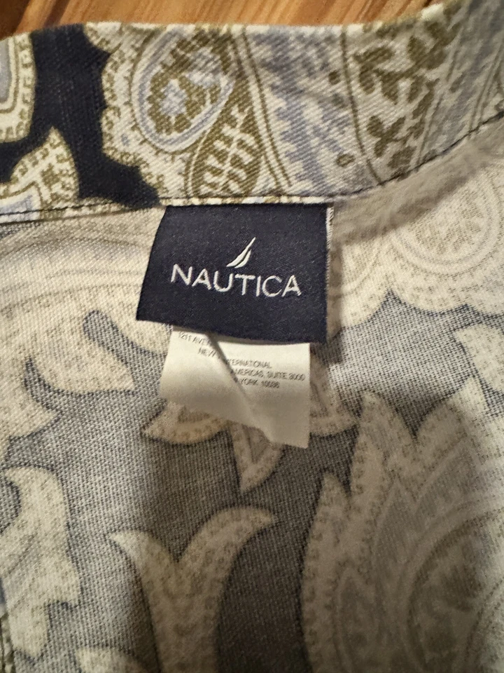 Cortina de ducha de tela Nautica Palmetto Bay 72" x 72"-100 % algodón Foto 2 de 4