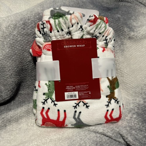 Wondershop Christmas Reindeer Shower Wrap 100% Cotton One Size - Picture 2 of 2