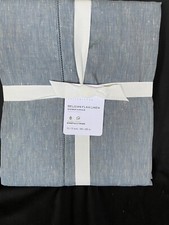 Pottery Barn Belgian Flax Linen Hemstitch Shower Curtain Chambray NWT Gorgeous