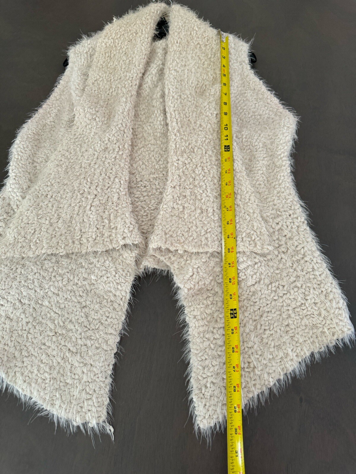 MYSTREE Vest Beige Off White faux fur look Open Front Sleeveless vest jacket S-M thumbnail 9