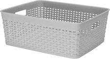 Plastic Rattan Storage Basket Home Kitchen Office Organiser Tidy Container Box