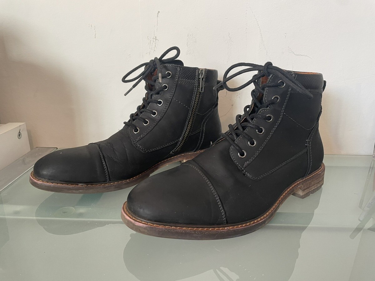 FLORSHEIM LODGE CAP TOE LACE BOOT black crazy horse Men's 7.5