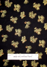 RJR Holiday Accents Pine Cones Needles Sprigs Metallic Accent Cotton Fabric YARD