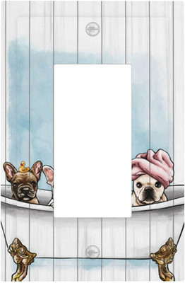 Rustic Funny Dog Country Wood Single Rocker Light Switch Cover Decorative 1 Gang