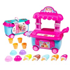 Fun Express Pretend Play Pink Ice Cream Cart Playset for Kids - 16 1/2" x 16 1/2