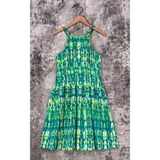 Calvin Klein Dress 6 Womens Green Tie Dye Scuba Fabric Pleated Mini