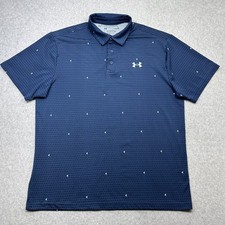Under Armour Playoff Polo Shirt Mens Large Blue Geometric Golf Performance