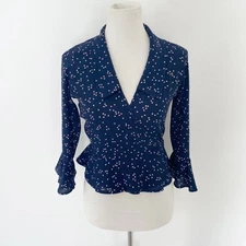 Rouje Paris {size 36} Dot Wrap Top Blouse US 4