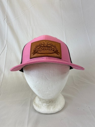 Priefert Patriot Baseball Cap Snapback Hat Mesh Back Texas Pink Leather Patch