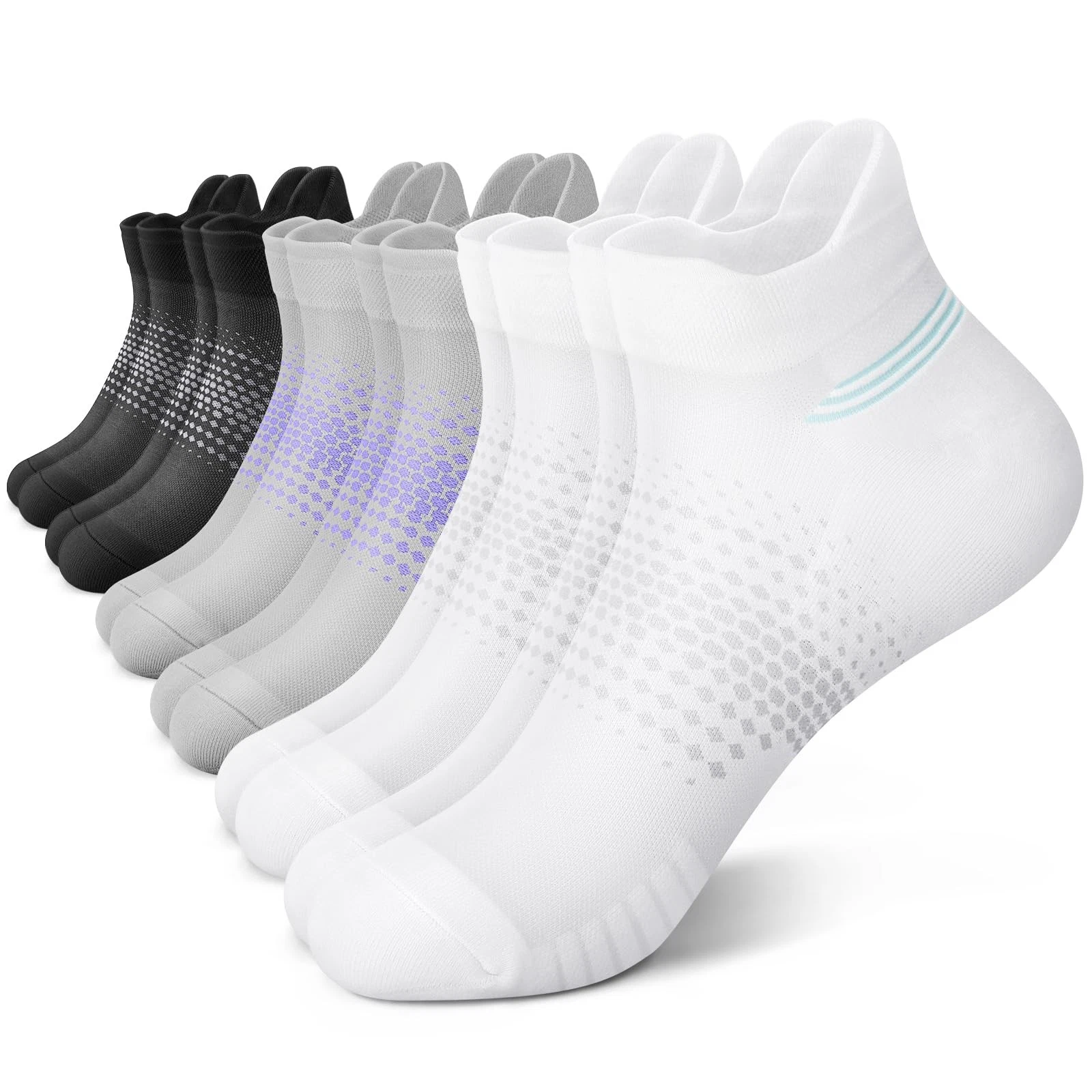 Ankle Compression Socks for Women 6 Pairs, Running Socks with Heel Tab, Cushi...