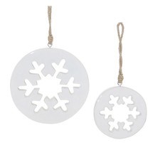 White Wood Snowflake Cut-Out Ornament Set of 12 