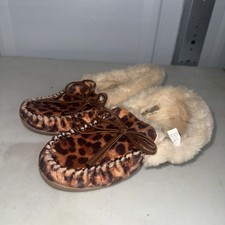 Womens 9 J Crew Cheetah Moccasin Slippers