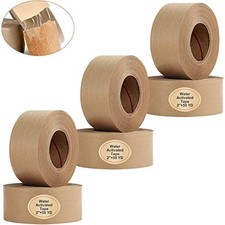 Water Activated Fiber Reinforced Kraft Paper Packing Tape 2"x165FT 6 Rolls