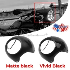 7" Headlight Fairing Windshield Windscreen Kits Black For Cafe Racer Chopper USA