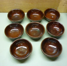 Vintage Set of 8 Marcrest Daisy Dot Brown Stoneware Chili Cereal Bowls 5-3/8"