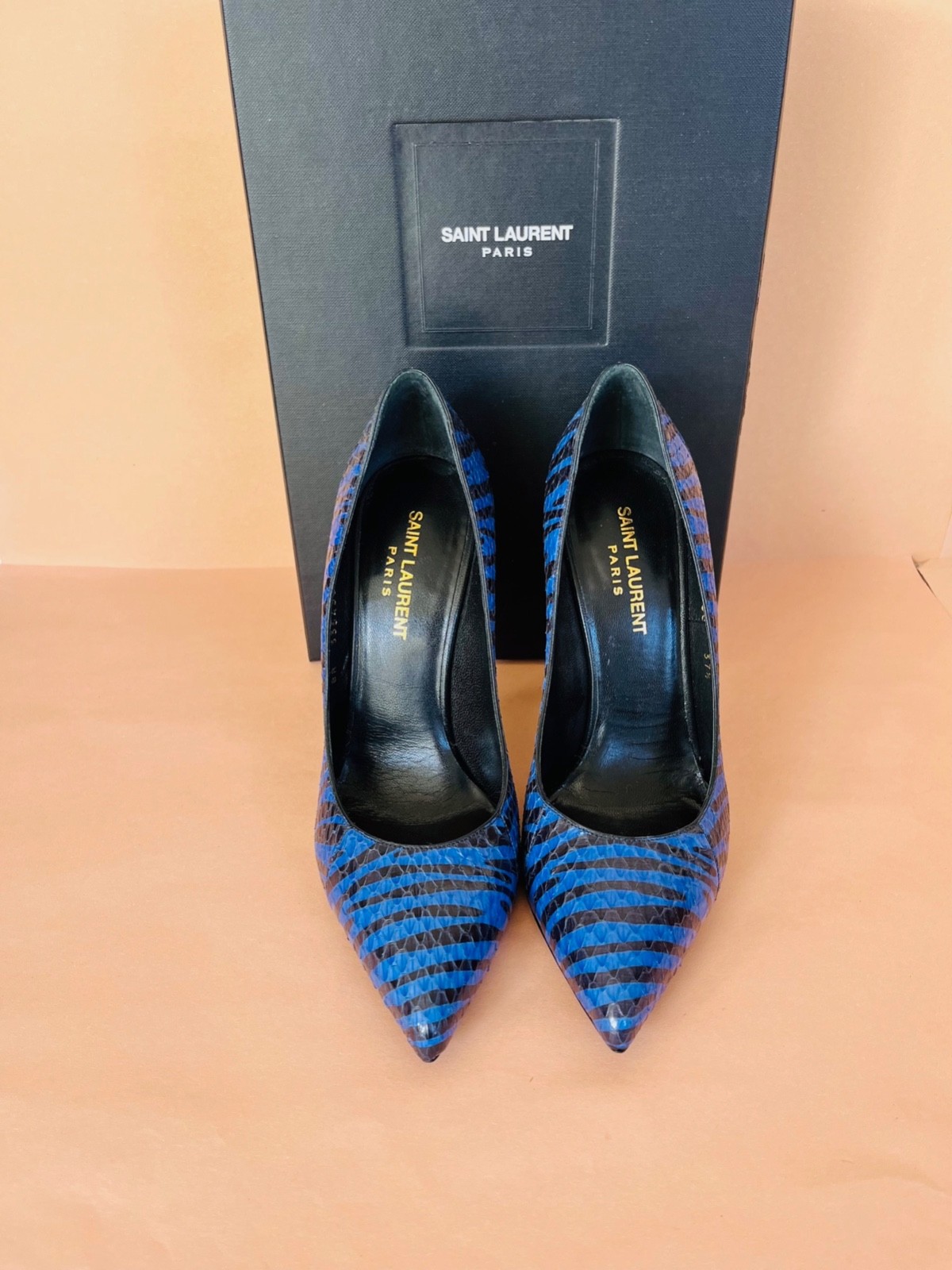 Rare SAINT LAURENT Blue Python-Embossed Zebra Pri… - image 4