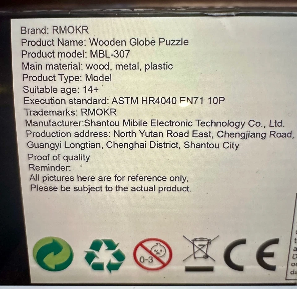 Rompecabezas globo madera RMOKA 3D con luces LED - Modelo de montaje mecánico, 14 años Foto 4 de 4