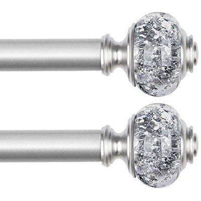 2 Pack Curtain Rods, 1 Inch Telescoping Drapery Rod 28 to 28-48''(2 Pack) Silver