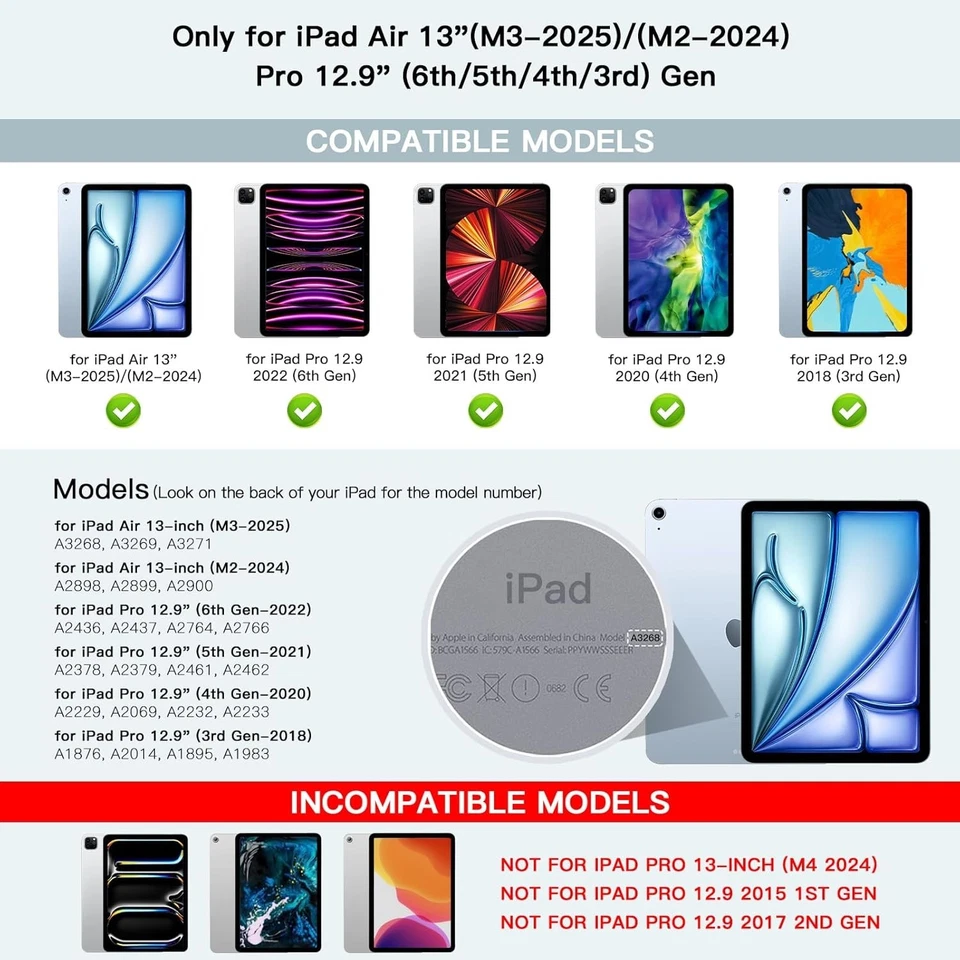 ✨ RAYMCRAFT Magic Keyboard Case for iPad Air 13" & Pro 12.9" - Blue✨ - Image 2 of 4