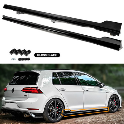 For 12-20 VW Golf GTI R MK7 MK7.5 4DR TCR Style Side Skirt Extension Gloss Black