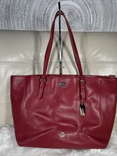 Coach Bag Red Tote X Large Turn Lock Shopper Crossgrain 18x10 Free Shipping
