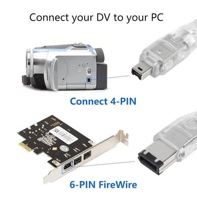 cBear 6Ft Firewire IEEE 1394 6 Pin - 4 Pin Male to Male DV D8 Camera Cable
