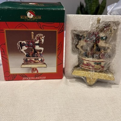 Kurt S. Adler White Carousel Horse Christmas Stocking Hanger Vintage NEVER USED