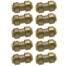 10 Pack XFITTING 3/8" X 3/8" Push Fit Coupling- Lead Free Brass