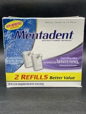 Mentadent Advanced Whitening Toothpaste Refreshing Mint 2 Refills 5.25 oz Each