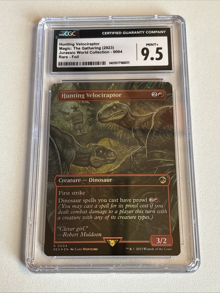 MTG Hunting Velociraptor Borderless Foil Jurassic World Lost Caverns of  Ixalan | eBay