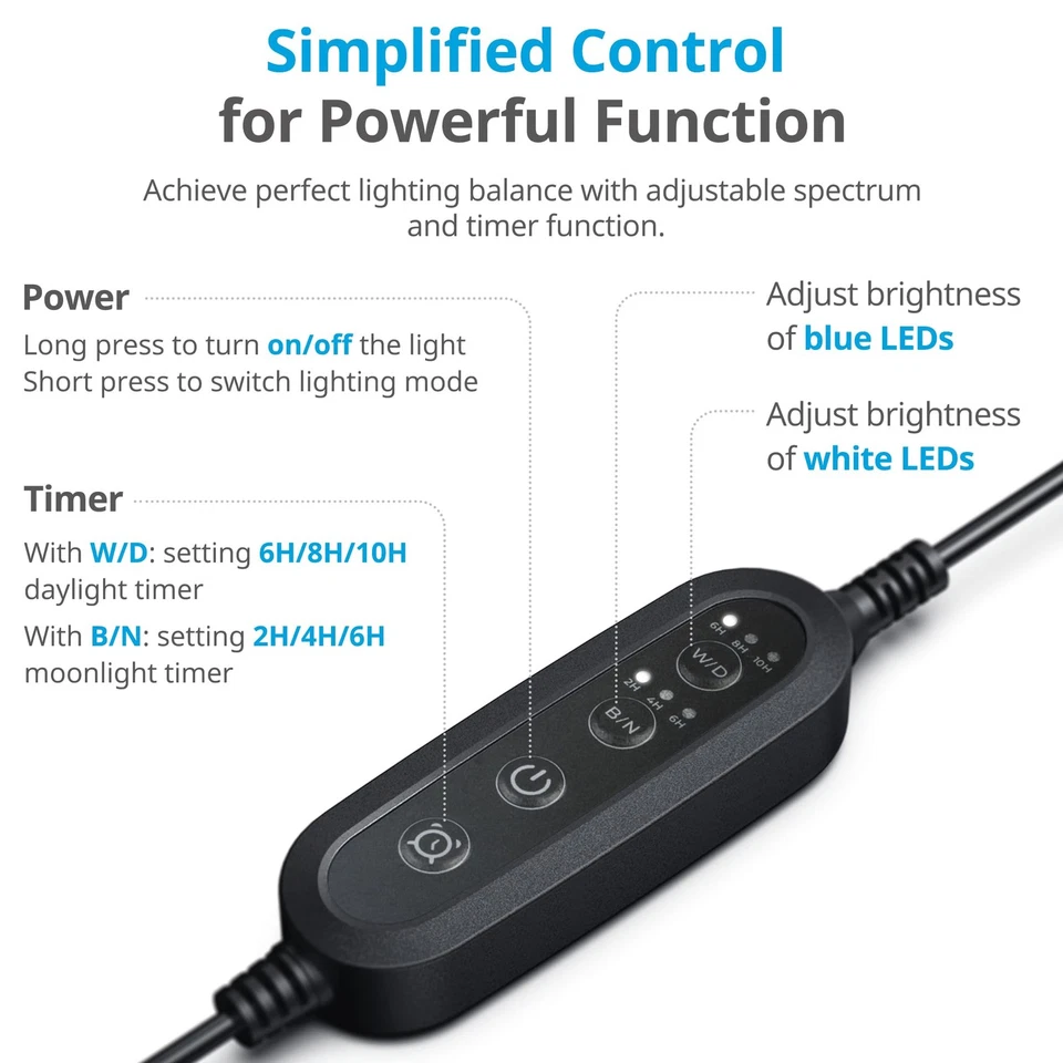 Silm LED Acquario con Timer Luce Acquario a Spettro Completo Regolabili Lampada - Immagine 3 di 4