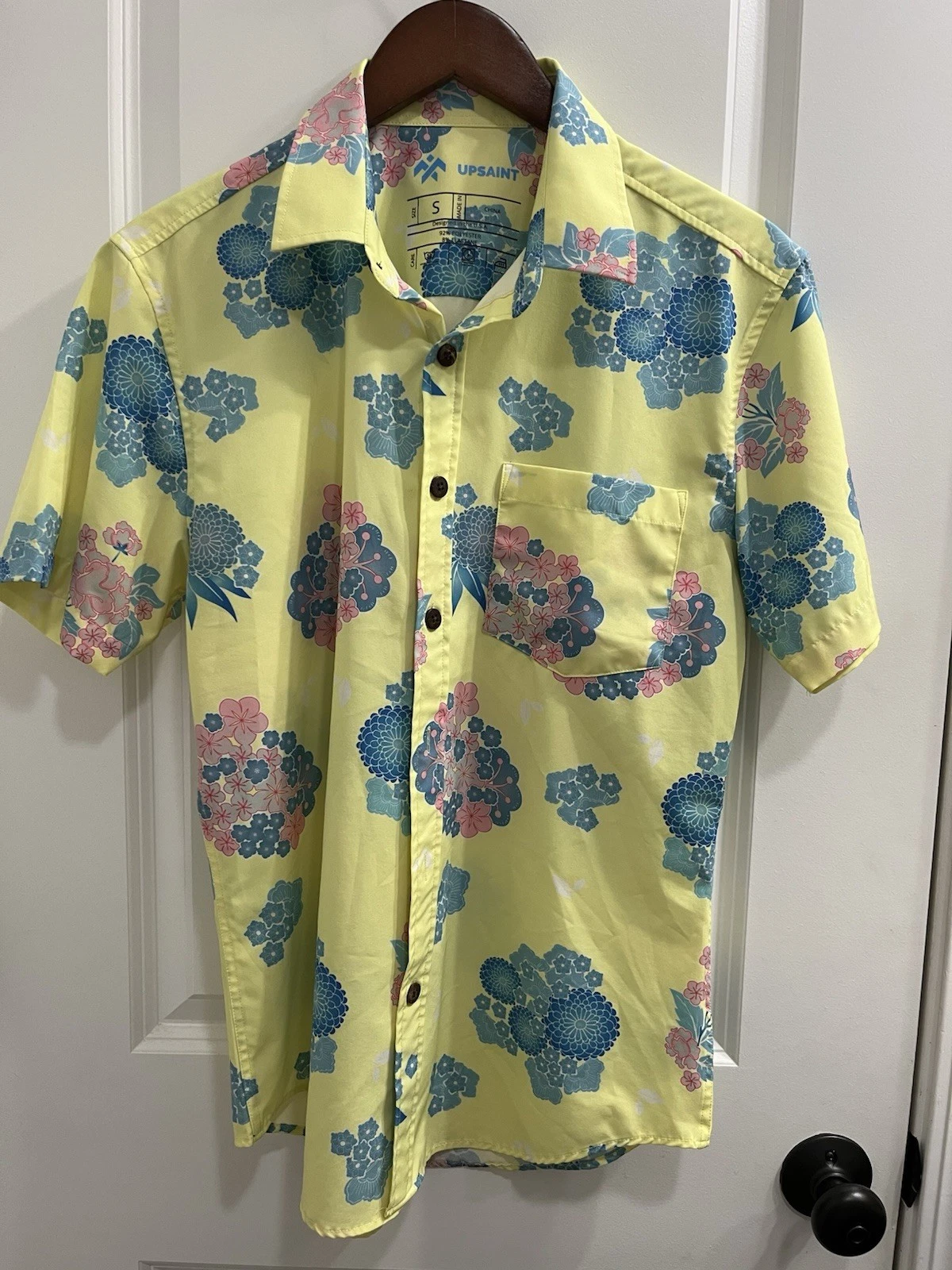 Upsaint Mens Hawaiian Button Up Shirt Moisture Wicking Size Small