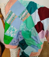 Vintage Lap Throw Baby Blanket 35 X 34 Patchwork Quilt Colorful Squares Granny