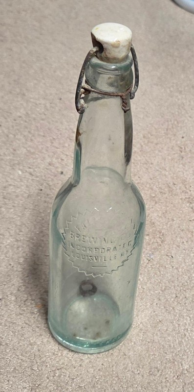 Falls City Brewing Co. Ceramic Top Clear Beer Bottle Louisville, KY.