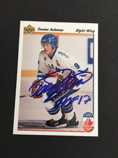 TEEMU SELANNE 1991 UPPER DECK AUTOGRAPHED ROOKIE CARD JSA AUTHENTICATED. rookie card picture