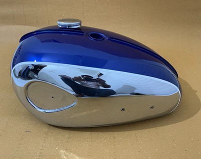 BSA A65 Thunderbolt Chrome & Blue Painted Steel Petrol Tank +Cap Single Carb