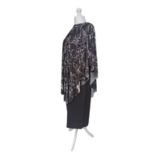 Midi Dress 20 Black With Mesh Cape Size 2XL Evening Shein Curve Plus Size