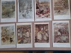 VINTAGE ARTHUR RACKHAM  LOT X8 WIND IN THE WILLOWS 1960's COLOUR ILLUS 6"x8"