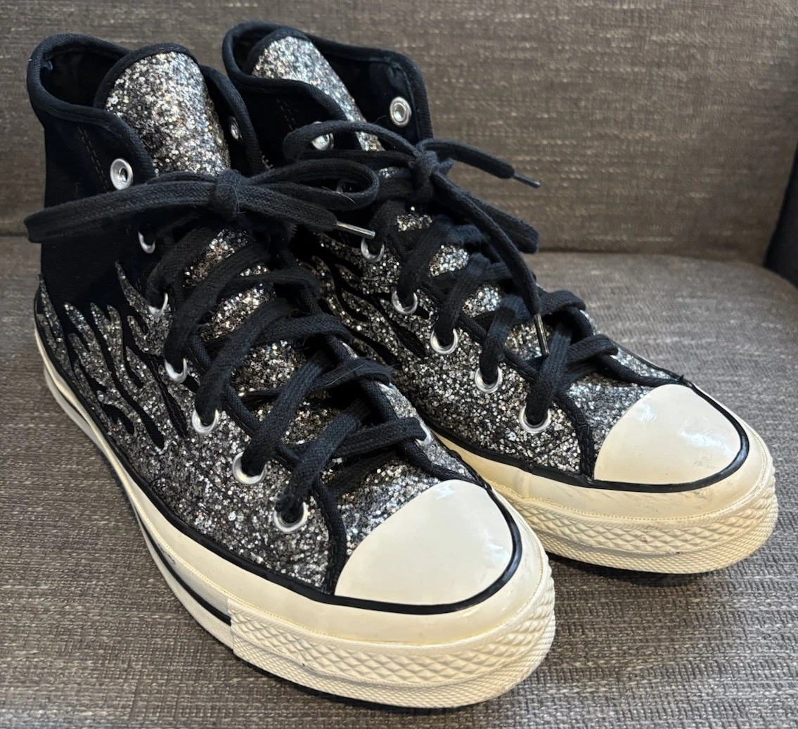 Converse Chuck 70 High Archival Glitter Flame - Black Egret W for