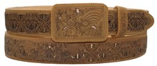 Silverton Men Genuine Leather Western Belt Honey Cowboy Work Ranch