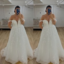 Boho Plus Size Off the Shoulder Wedding Dresses Lace Appliques Bridal Gowns