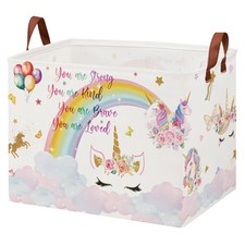 Unicorn Gift Bag Pink Kids Laundry Basket Rainbow Cloud Unicorn Nursery Decor...