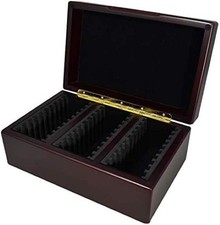 Thirty-Coin Certified Coin Wood Dark Mahogany Finish Storage/Display Box
